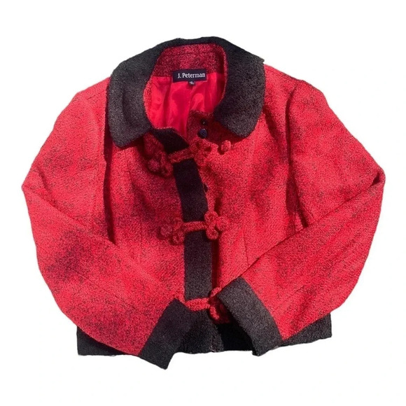 Vintage J. Peterman Tweed Jacket with Knotted Fasteners Size 14 - Picture 3 of 8